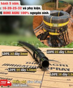 Ống LDPE 16-20-25-32 BIMI AGRI bảo hành 5 năm