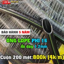 Ống LDPE 16 cuộn 200 mét dày 1.2mm