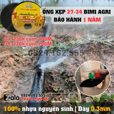 Ống mềm không đục lỗ gắn béc BIMI AGRI cuộn 100 mét dày 0.3mm