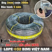 Ống LDPE 32 dày 2 mm cuộn 200 mét BIMI AGRI