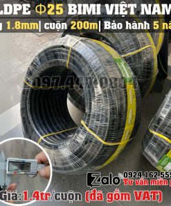 Ống LDPE 25 dày 1.8 mm cuộn 200 mét BIMI AGRI