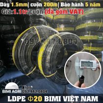 Ống LDPE 20 dày 1.5 mm cuộn 200 mét BIMI AGRI