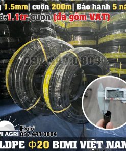 Ống LDPE 20 dày 1.5 mm cuộn 200 mét BIMI AGRI