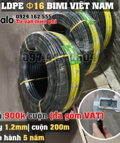 Ống LDPE 16 dày 1.2 mm cuộn 200 mét BIMI AGRI