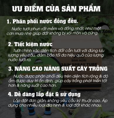 Ưu điểm ống phun mưa BIMI AGRI