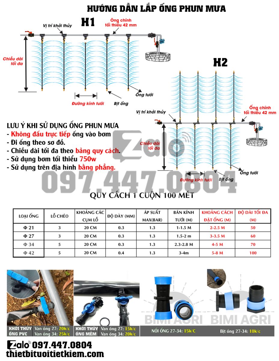 Hướng dẫn lắp đặt ống phun mưa