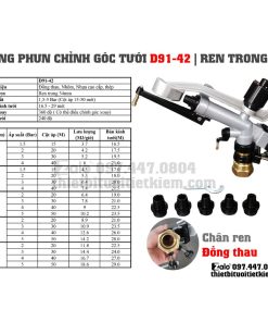 Béc súng phun mưa chỉnh góc bán kính lớn tưới cây nông nghiệp