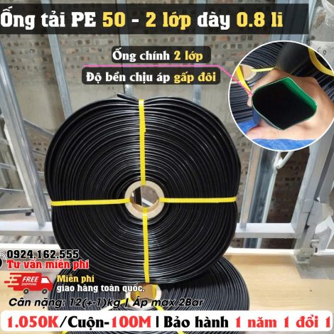 Ống tải 2 lớp BIMI AGRI cuộn 100 mét dày 0.8mm phi 50